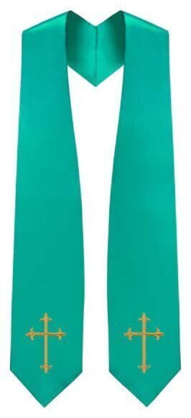 5406 Choir Stole with Crosses Emerald Green